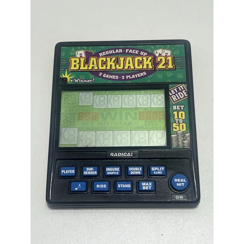 Radica 2 Player Blackjack 21 Regular Faceup Handheld Electronic Game 955 Works!